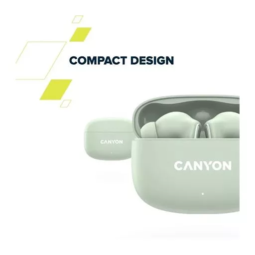 Fülhallgató, TWS vezeték nélküli, Bluetooth 5.4, CANYON "OnGo 9", zsálya