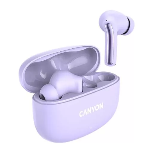 Fülhallgató, TWS vezeték nélküli, Bluetooth 5.4, CANYON "OnGo 9", levendula