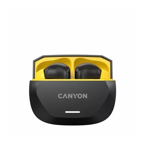 Fülhallgató, TWS vezeték nélküli, Bluetooth 5.4, CANYON "Hexagon 7", fekete-sárga