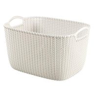   Kötött hatású kosár, L méret, CURVER "Knit", fehér