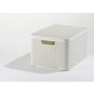   Rattan hatású kosár tetővel, 30l, törtfehér, CURVER "Style L"