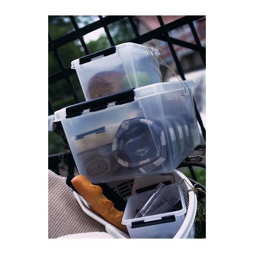 Műanyag tárolódoboz, 1 liter, fekete fogantyúkkal, SMARTSTORE "Classic 1", átlátszó