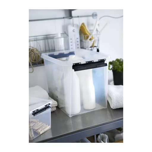 Műanyag tárolódoboz, 2 liter, fekete fogantyúkkal, SMARTSTORE "Classic 2", átlátszó
