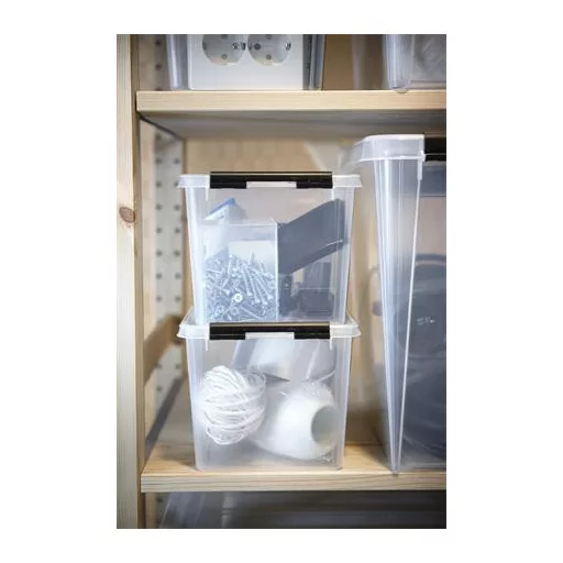 Műanyag tárolódoboz, 3 liter, fekete fogantyúkkal, SMARTSTORE "Classic 3", átlátszó