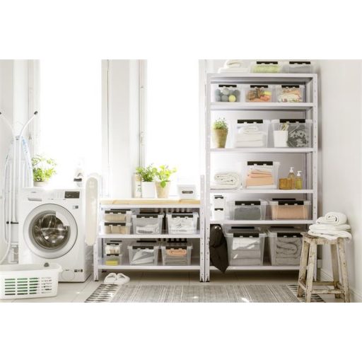 Műanyag tárolódoboz, 3,5 liter, fekete fogantyúkkal, SMARTSTORE "Classic 4", átlátszó