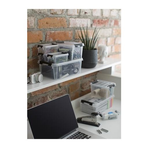 Műanyag tárolódoboz, 3,6 liter, fekete fogantyúkkal, SMARTSTORE "Classic 5", átlátszó