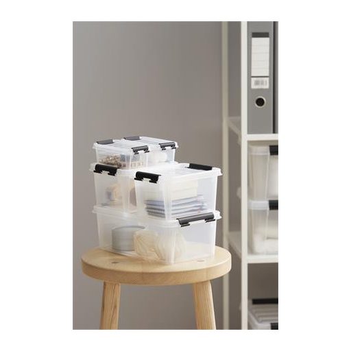 Műanyag tárolódoboz, 3,6 liter, fekete fogantyúkkal, SMARTSTORE "Classic 5", átlátszó