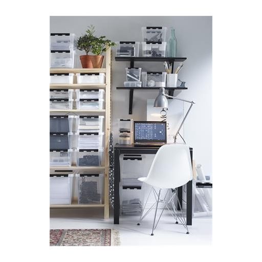 Műanyag tárolódoboz, 8 liter, fekete fogantyúkkal, SMARTSTORE "Classic 12", átlátszó