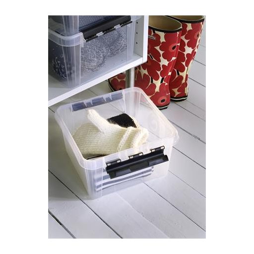 Műanyag tárolódoboz, 8 liter, fekete fogantyúkkal, SMARTSTORE "Classic 12", átlátszó