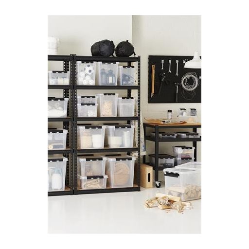 Műanyag tárolódoboz, 8 liter, fekete fogantyúkkal, SMARTSTORE "Classic 14", átlátszó