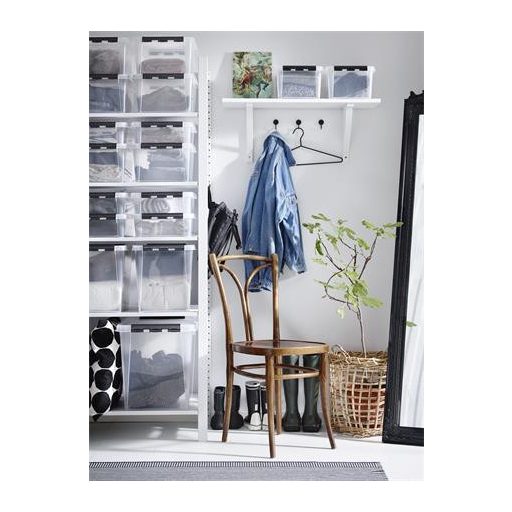 Műanyag tárolódoboz, 25 liter, fekete fogantyúkkal, SMARTSTORE "Classic 16", átlátszó