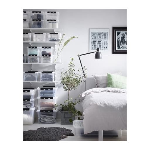 Műanyag tárolódoboz, 32 liter, fekete fogantyúkkal, SMARTSTORE "Classic 31", átlátszó