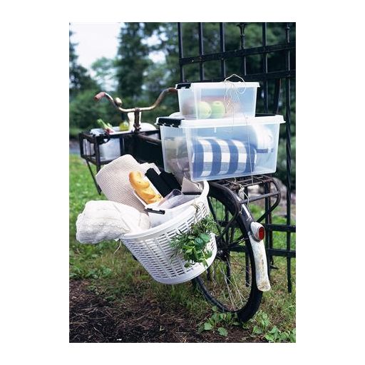 Műanyag tárolódoboz, 32 liter, fekete fogantyúkkal, SMARTSTORE "Classic 31", átlátszó