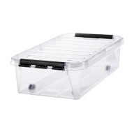   Műanyag tárolódoboz, 31 liter, fekete fogantyúkkal és görgőkkel, SMARTSTORE "Classic 35", átlátszó