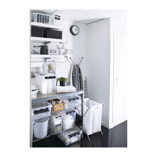 Műanyag tárolódoboz, 31 liter, fekete fogantyúkkal és görgőkkel, SMARTSTORE "Classic 35", átlátszó