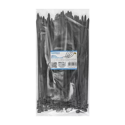 Kábelkötegelő, gyorskötöző, 7,6x300mm, DONAU "Tech", fekete