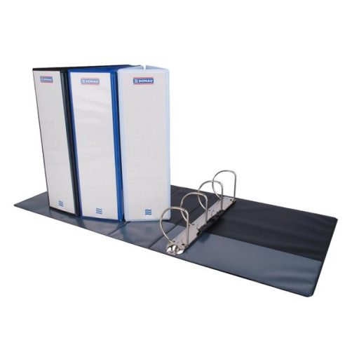 Gyűrűs könyv, panorámás, 4 gyűrű, D alakú, 100 mm, A4, PP, DONAU, kék