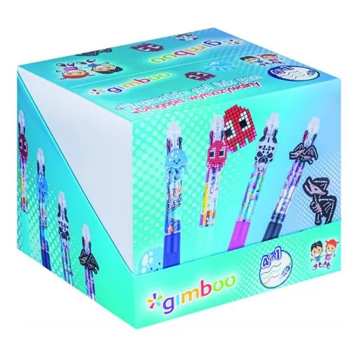 Zseléstoll display, törölhető, nyomógombos, négyszínű, "Gimboo", 4 különböző mintával