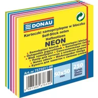   Öntapadó jegyzettömb, 50x50mm,250 lap, DONAU,  fehér és neon színek