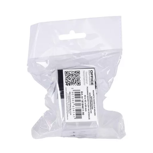 Gemkapocstartó, mágneses, négyszögletű, OFFICE PRODUCTS, átlátszó-fekete