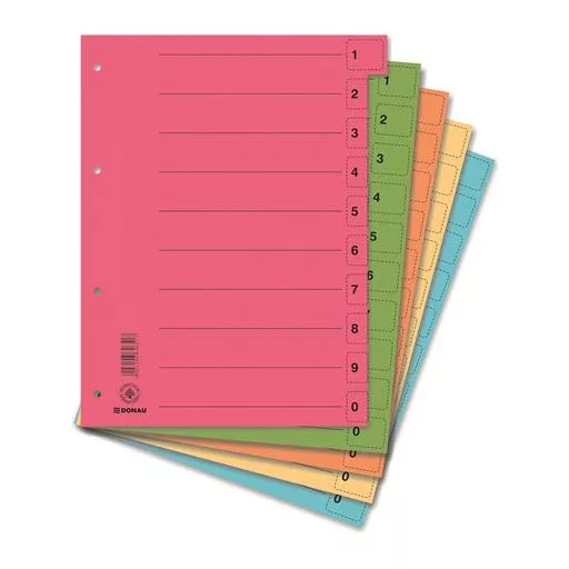 Regiszter, karton, A4, mikroperforált, DONAU, citromsárga
