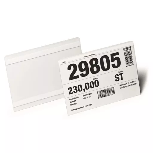 Logisztikai zseb, A5, fekvő, DURABLE "HARD COVER", öntapadó csíkkal, átlátszó
