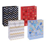   Ajándéktáska, zsinórfüles, 25x30x10 cm, DONAU "Home", vegyes minta