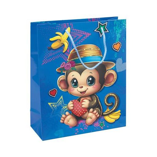 Ajándéktáska, zsinórfüles, 25x30x10 cm, DONAU "Home", vegyes gyermek minta