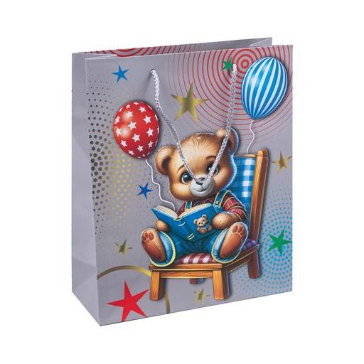 Ajándéktáska, zsinórfüles, 25x30x10 cm, DONAU "Home", vegyes gyermek minta