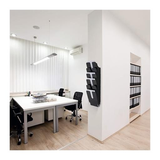 Prospektustartó, fali, álló, A4, DURABLE "FLEXIPLUS 6", fekete