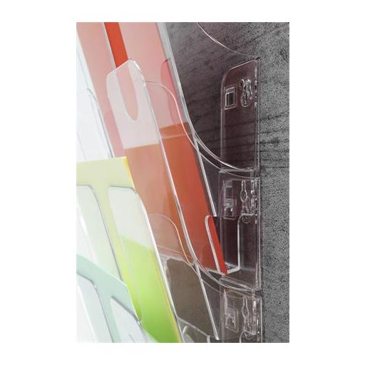 Prospektustartó, fali, álló, A4, DURABLE "FLEXIPLUS 6", áttetsző