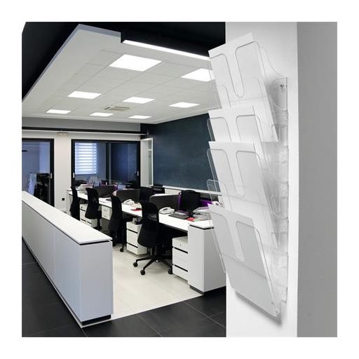 Prospektustartó, fali, álló, A4, DURABLE "FLEXIPLUS 6", áttetsző