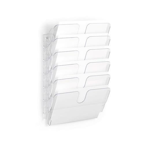 Prospektustartó, fali, fekvő, A4, DURABLE "FLEXIPLUS 6", áttetsző