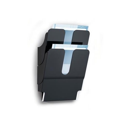Prospektustartó, fali, álló, A4, DURABLE "FLEXIPLUS 2", fekete