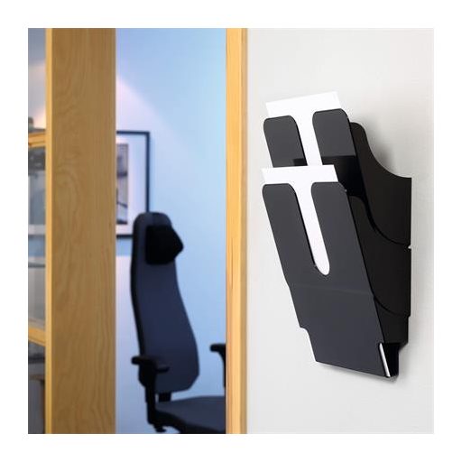 Prospektustartó, fali, álló, A4, DURABLE "FLEXIPLUS 2", fekete