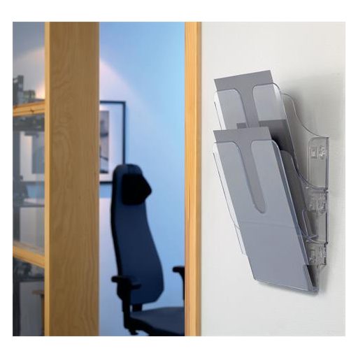Prospektustartó, fali, álló, A4, DURABLE "FLEXIPLUS 2", áttetsző