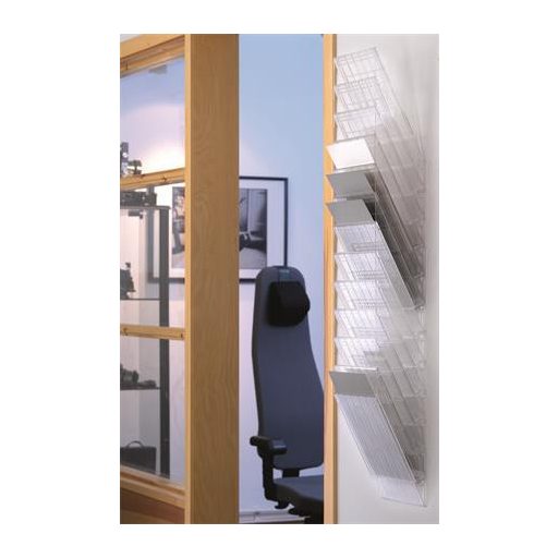 Prospektustartó, fali, álló, A4, DURABLE "FLEXIBOXX 12", áttetsző