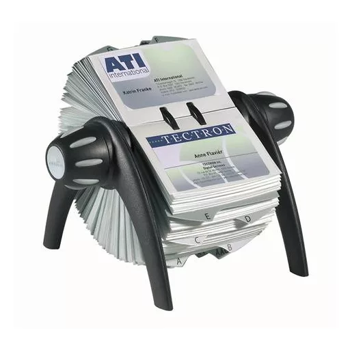 Névjegykártyatartó, műanyag, 400 db-os, forgatható, fekvő, DURABLE, "VISIFIX®", fekete
