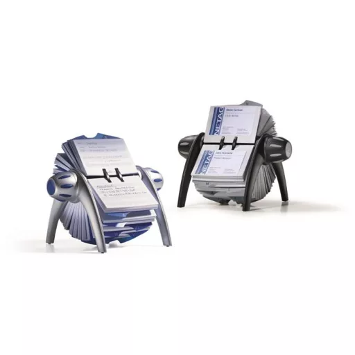 Névjegykártyatartó, műanyag, 400 db-os, forgatható, fekvő, DURABLE, "VISIFIX®", fekete
