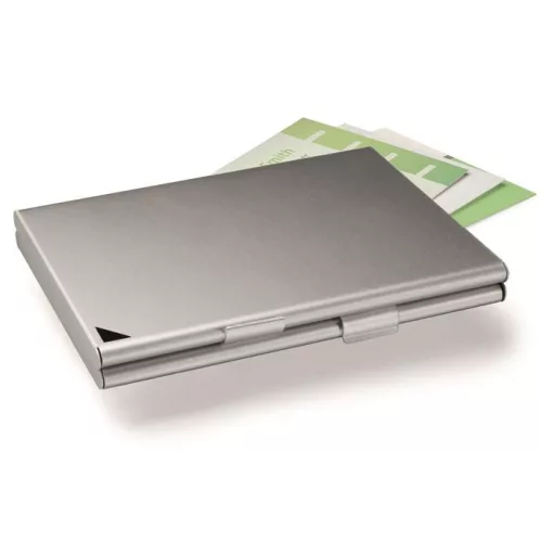 Névjegykártyatartó tárca, fém, 20 db-os, DURABLE "CARD BOX DUO", ezüst