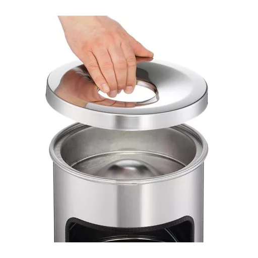 Tűzálló szemetes, kerek, hamutartóval, DURABLE "Safe", ezüst