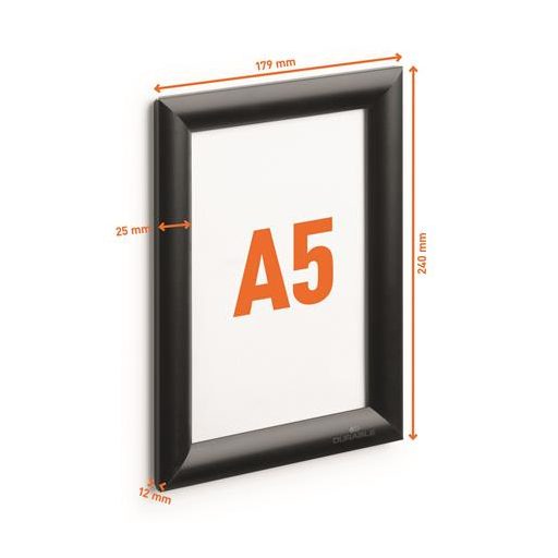 Posztertábla, fali, A5, alumínium keret, DURABLE, fekete