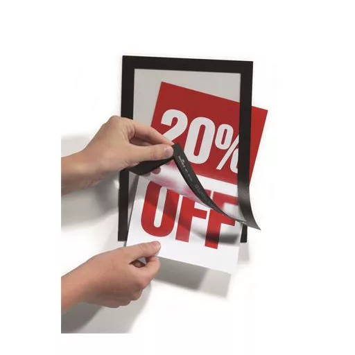 Infokeret, A5, öntapadó háttal, mágneses előlappal, DURABLE "DURAFRAME", ezüst-fekete
