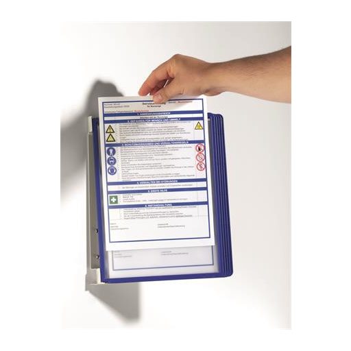 Bemutatótábla tartó, fali, 5 db bemutatótáblával, DURABLE "VARIO® WALL 5", sötétkék