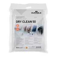   Tisztítókendő, képernyőhöz, 50 db, DURABLE "DRY CLEAN 50", fehér