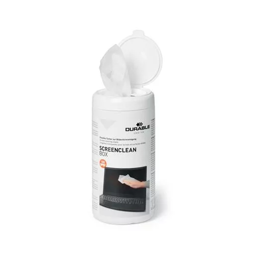 Tisztítókendő, képernyőhöz, 100 db, DURABLE "SCREENCLEAN® BOX 100"