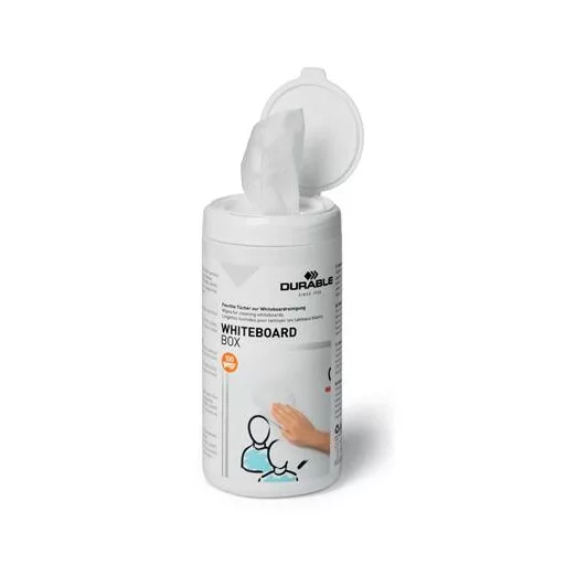 Tisztítókendő, 100 db, DURABLE "WHITEBOARD BOX 100"