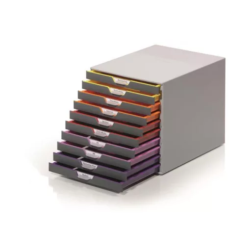 Irattároló, műanyag, 10 fiókos, DURABLE "VARICOLOR® 10", szürke