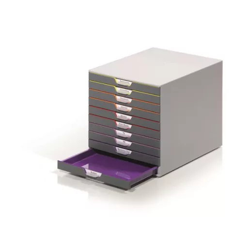 Irattároló, műanyag, 10 fiókos, DURABLE "VARICOLOR® 10", szürke