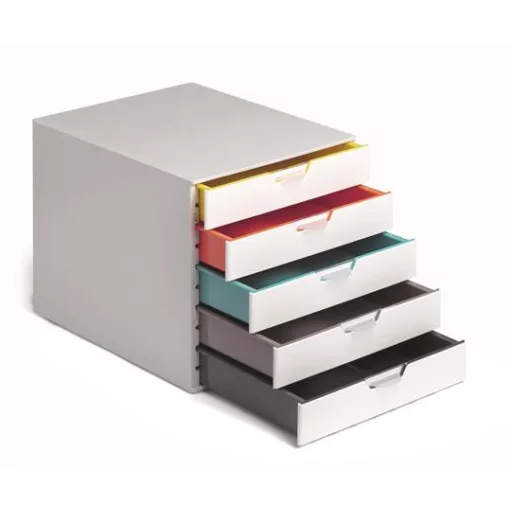 Irattároló, műanyag, 5 fiókos, DURABLE "VARICOLOR® 5", fehér